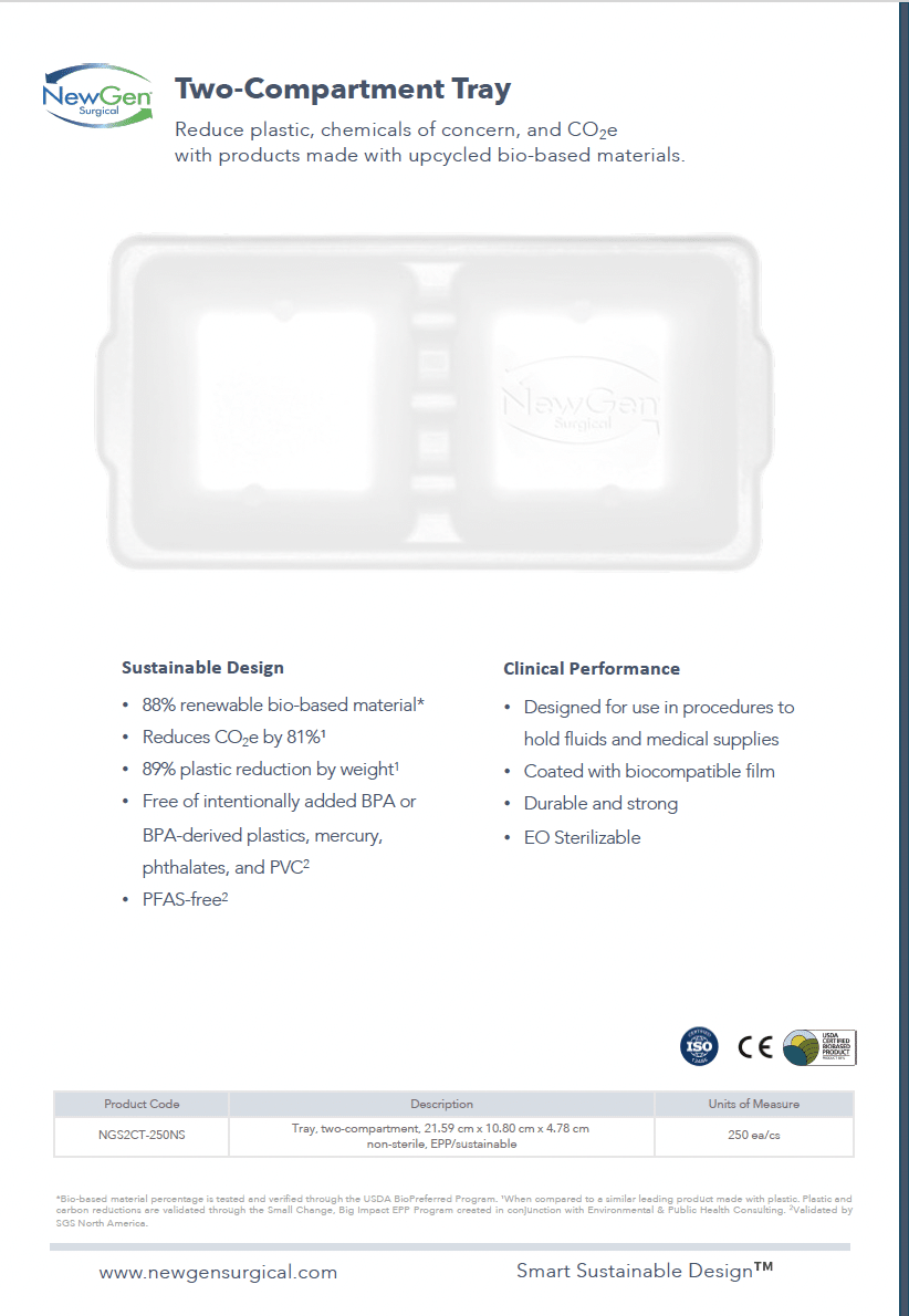 Two-Compartment Tray Product Sheet